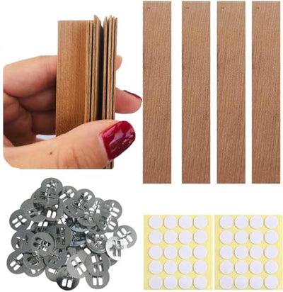 Upgraded Thick Wooden Candle Wicks 5.1 X 0.5 Inch Natural Candle Wood Wicks with Stand Candle Cores for DIY Candle Making Craft Smokeless Wood Wicks