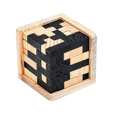 Wooden Brain Teaser Puzzle Cube Wooden Puzzles T-Shaped Jigsaw Logic Puzzle Educational Toy for Kids and Adults by AHYUAN (Black and Natural) Ahyuan