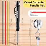 Enhon 57 Pcs Carpenter Pencils Set, Construction Pencils with Sharpener and 52 Refills, Deep Hole Mechanical Carpenter Pencil Set with Retractable Enhon