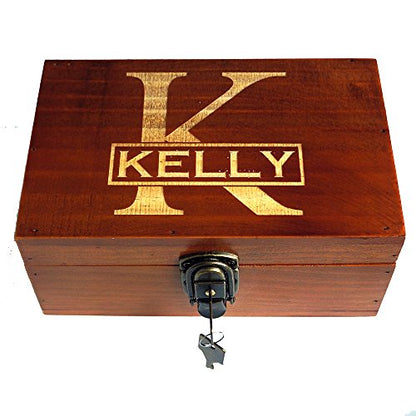Awerise Personalized Wooden Keepsake Box w Lock Key, Custom Jewelry Box, Bridesmaid Box, Mother Girlfriend Gift