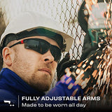 NoCry Safety Sunglasses with Green Tinted Wraparound Lenses; Tinted Safety Glasses for Men and Women with Adjustable Arms & No-Slip Grips; Work NoCry