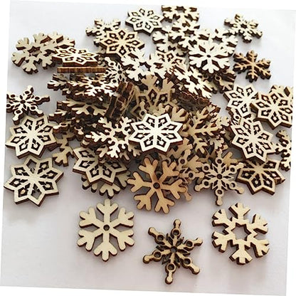 NOLITOY 100 Pcs Home Decorations Decor Gift Tags for Presents Christmas Unfinished Wood Slices Christmas Wooden Cutout Snowflake Ornaments Wooden