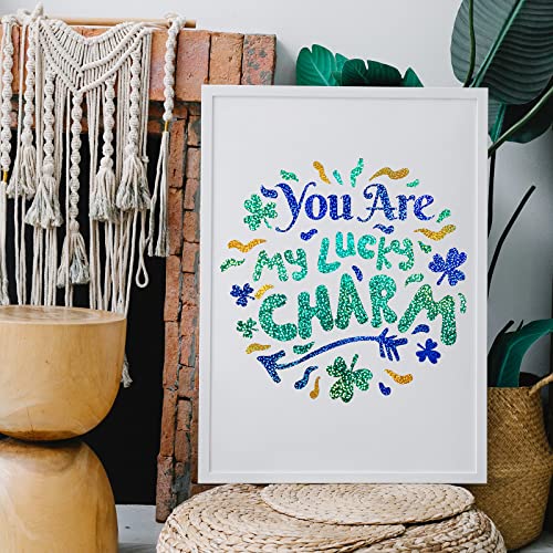 Holographic Glitter Vinyl Sheets 9 Pack Vinyl Permanent - Easy to use Adhesive Vinyl for Craft Decor,12” X 12” （Holographic Glitter） GIRAFVINYL