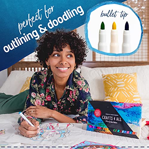 Fabric Pens for Clothes - Pack of 24 No Fade Markers - Machine Washable Shoe Markers for Fabric Decorating - Erase Stains Easily Crafts 4 All