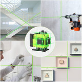 16 Lines Laser Level 360 Self Leveling, 4x360° 4D Green Beam Cross Line Lazer Level with 2 Batteries,360°Horizontal/Vertical Line Laser Remote Catlyn