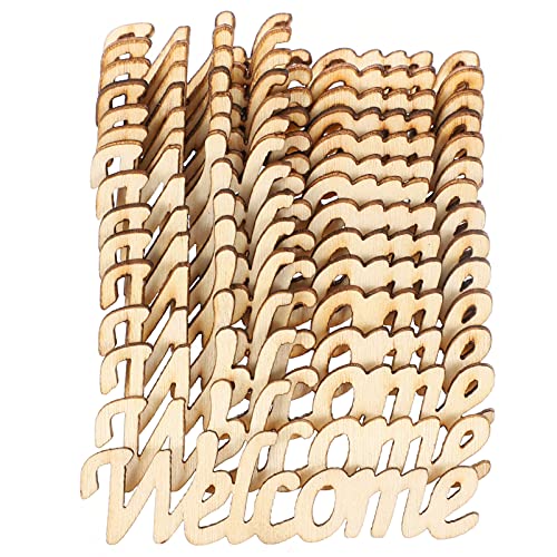 BESPORTBLE Front Door Garland 30pcs Welcome Wood Letters Unfinished Wood Sign Large Letter Cutouts Wooden Decoration for Home Porch Sign Wedding