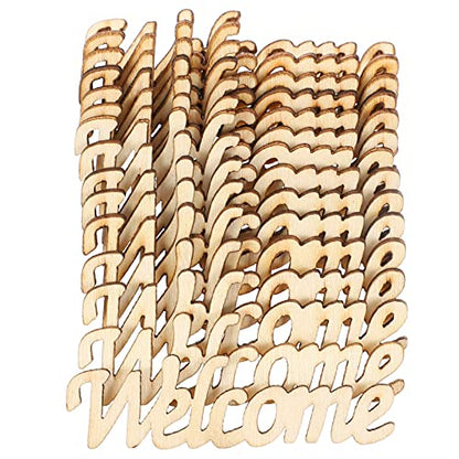 BESPORTBLE Front Door Garland 30pcs Welcome Wood Letters Unfinished Wood Sign Large Letter Cutouts Wooden Decoration for Home Porch Sign Wedding