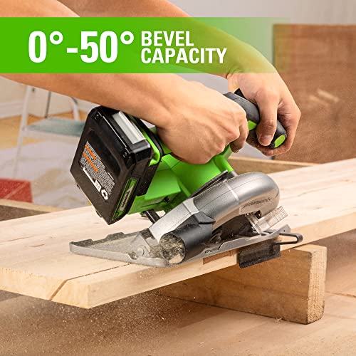 Greenworks 24V Brushless 6-1/2" Circular Saw, 4,800 RPM, Adjustable Cutting Depth 45°/90°, Tool Only