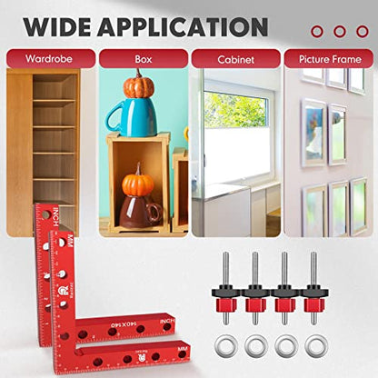 Relitec R Clamping Square, 90 Degree Corner Clamp, Right Angle Clamp For Woodworking, Included 2 Aluminum Alloy Positioning Squares (14cm/5.5")+ 4 - WoodArtSupply