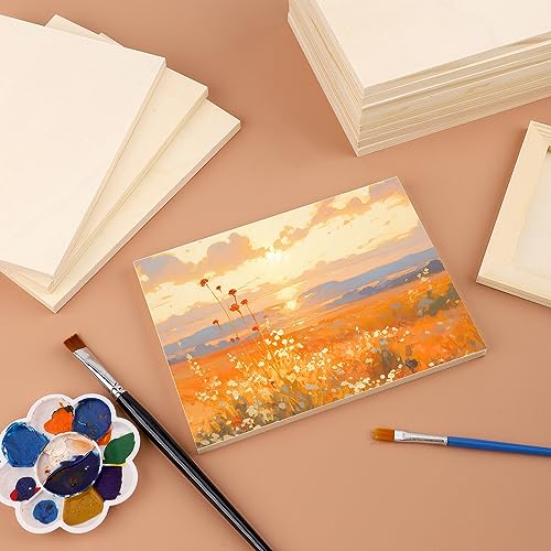 48pcs Unfinished Wood Canvas, 5x7 Inch Multipurpose Blank Wood Canvas Boards Pine Wood Panels Wooden Canvases for Painting Drawing Craft DIY Art