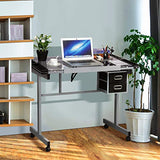 Yaheetech Drawing Desk Adjustable Glass Drafting Study Table For Diamond/Versatile Art Craft Station w/ 2 Slide Rolling Wheels and Drawers for Artist Yaheetech