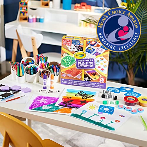 Crayola Less Mess Painting Activity Kit (46pcs), Kids Art Set, Washable Kids Paints, Gifts for Kids, Ages 4+ - WoodArtSupply