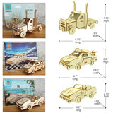 3D Wooden Puzzle - 6 Piece Set Wooden Car Brain Teaser Puzzle - DIY Assembly Car Building Model Kits - Wood STEM Toys Gifts for Kids and Adults Teens i-CHONY