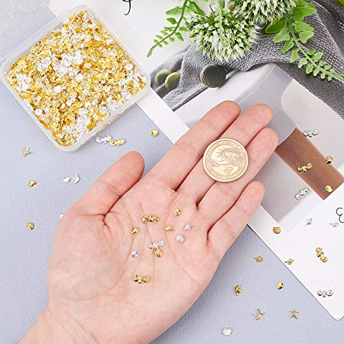 OLYCRAFT 2380pcs Ocean Themed Resin Filler Alloy Epoxy Resin Supplies UV Resin Filling Accessories for Resin Jewelry Making Sliver & Gold- 7 Shapes OLYCRAFT