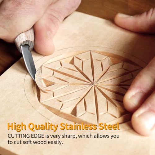 Wood Carving Tools Set - Wood Carving Knife Kit with Carving Hook Knife, Wood Whittling Knife, Detail Carving Knife, Whittling Kit for Kids Adults