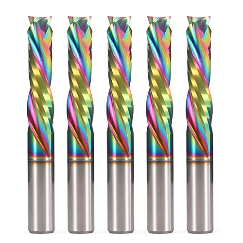 Spiral Router Bits Up Down Compression Bit with DLC Coating, 1/4 inch Cutting Diameter, 1" Cutting Length,1/4 inch Shank Solid Carbide CNC End Mill HOZLY
