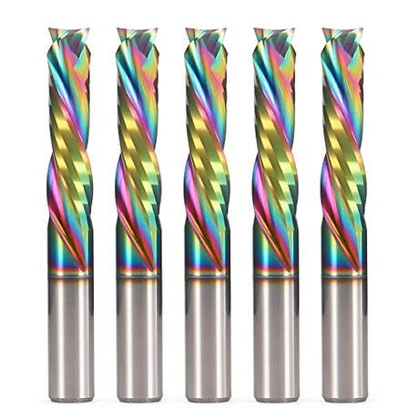 Spiral Router Bits Up Down Compression Bit with DLC Coating, 1/4 inch Cutting Diameter, 1" Cutting Length,1/4 inch Shank Solid Carbide CNC End Mill HOZLY