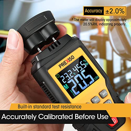 PREXISO Wood Moisture Meter - 7 in 1Digital Moisture Meter for Firewood, Woodworking, Walls, Home, Drywall, Paper, Floor - Moisture Reader, Pin-Type Prexiso