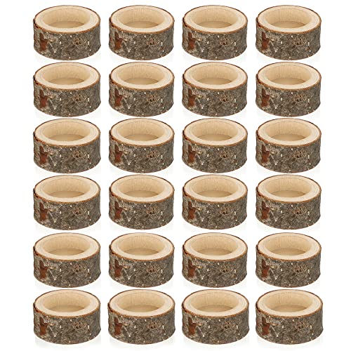 OwnMy Set of 24 Wooden Tea Light Candle Holders Votive Candle Holders, Rustic Wooden Pillar Candle Stands Vintage Wooden Tealight Holders Set Candle OwnMy