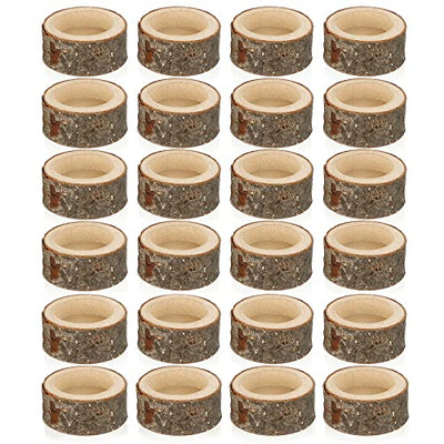 OwnMy Set of 24 Wooden Tea Light Candle Holders Votive Candle Holders, Rustic Wooden Pillar Candle Stands Vintage Wooden Tealight Holders Set Candle