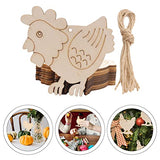 20 Sets Wooden Chicken Cutouts Slices Wooden Hanging Chicken Easter Ornaments Unfinished Hanging Hens Chips with Rope for DIY Painting Craft Easter BESTOYARD