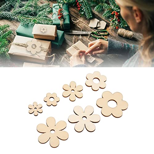 Unfinished Wood, 300 Pieces Unfinished Wood Crafts, Plum Unfinished Wooden Cutouts, Wooden Paint Crafts, Handcraft Grinding Flowers Chip for DIY