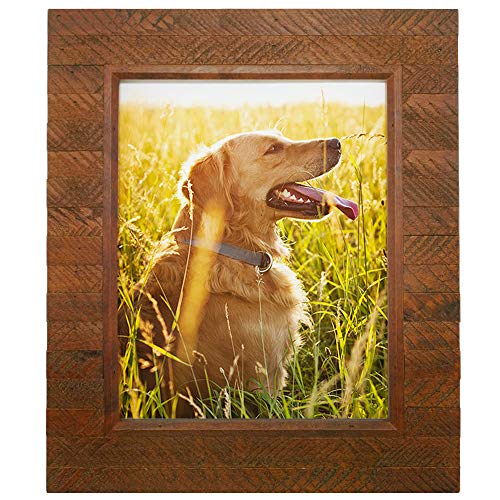 Eosglac 11x14 Picture Frame Rustic Brown, Handmade Wood Plank Design, Photo Frames Wall Mounting Display