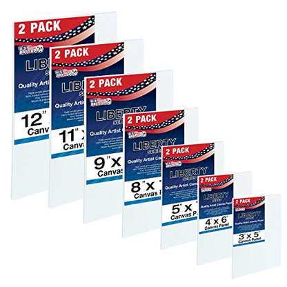 U.S. Art Supply Rectangular Variety Assortment Professional Artist Quality Acid Free Canvas Panels 14-Total Panels (2-EA: 12x16, 11x14, 9x12, 8x10, - WoodArtSupply