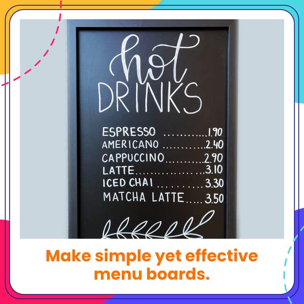 Chalkola 6 White Liquid Chalk Markers - White Dry Erase Liquid Chalk Pens for Chalkboard Signs, Blackboard, Car Window, Glass, Bistro | Variety pack Chalkola