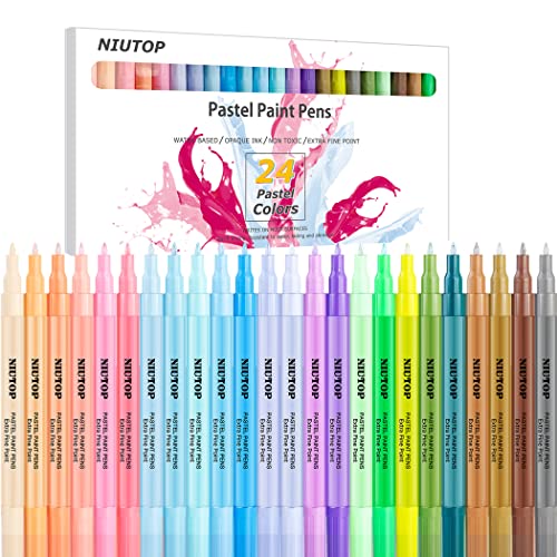 Acrylic Paint Pens for Rock Painting, 24 Pastel Colors Paint Markers for Stone, Wood Slices, Egg Easter Decorations, Ceramic, Pumpkin Decorating Kit, - WoodArtSupply