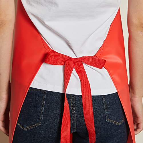 RECECASA Waterproof Vinyl Apron - Lined Linen, Chemical Resistant Work Apron Safe Cloth - for DishWashing, Lab Work, Butcher, Dog Grooming, Cleaning RECECASA