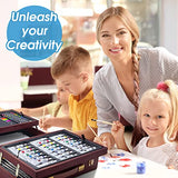 Art Supplies, Vigorfun Deluxe Wooden Art Set Crafts Drawing Painting Kit with 2 Sketch Pads, Oil Pastels, Acrylic, Watercolor Paints, Creative Gifts VigorFun