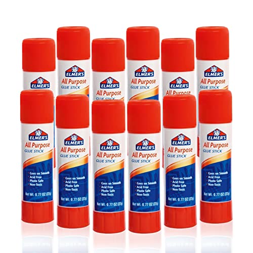 The Mega Deals Elmers Glue Sticks, 0.77 Ounce - Glue Sticks Bulk 12 Count, White Glue Stick The Mega Deals