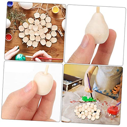 Toddmomy 160 pcs Wooden Fruit Ornaments Kids Toys miniture Decoration DIY Crafts Kids Painting Wood Crafts Lifelike Mini Pears Wood Paint for Crafts