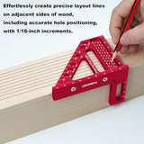 Premium Carpenter Square Hole Scribing Ruler Precision Woodworking Tool 22.5-90 Degree Measuring Ruler with Angle Pin Versatile Speed Square for ViewReal