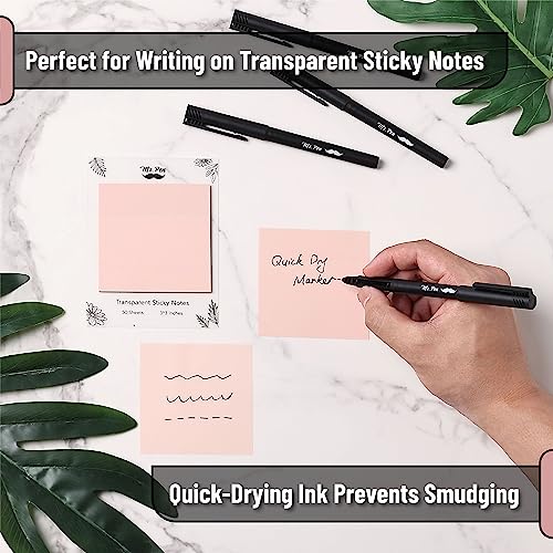 Mr. Pen- Black Fineliner Pens, 4 Pack, 0.5mm Fine Point Pens,Marker Pen for Transparent Sticky Notes, Fine Tip Markers, Fine Line Markers, Drawing Mr. Pen