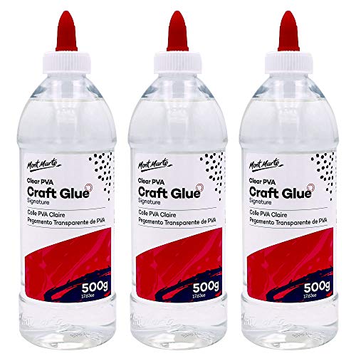 Mont Marte Signature Clear PVA Craft Glue 17.63oz (500g) 3Pack, Suitable for Paper, Card and Fabric MONT MARTE