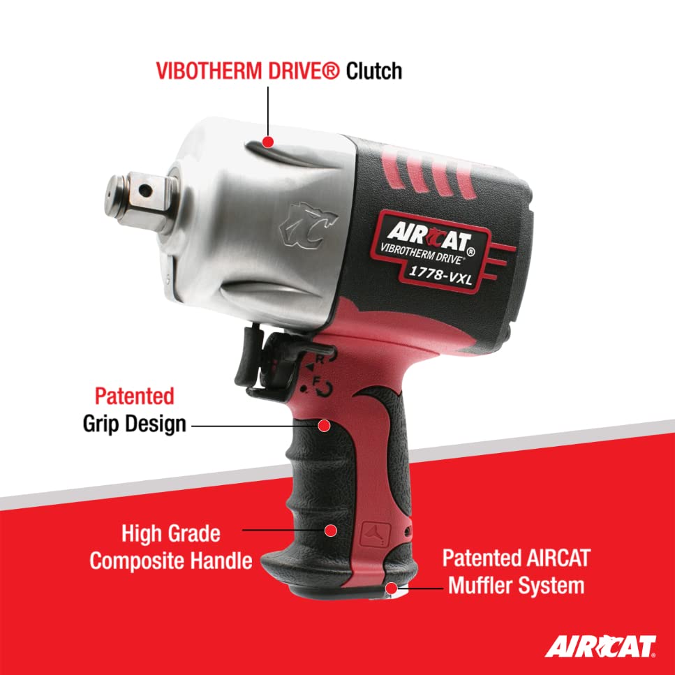 AIRCAT Pneumatic Tools 1778-VXL 3/4-Inch Vibrotherm Drive Composite Impact Wrench : Ergonomic Impact Wrench : Compact & Low Weight Pneumatic Power