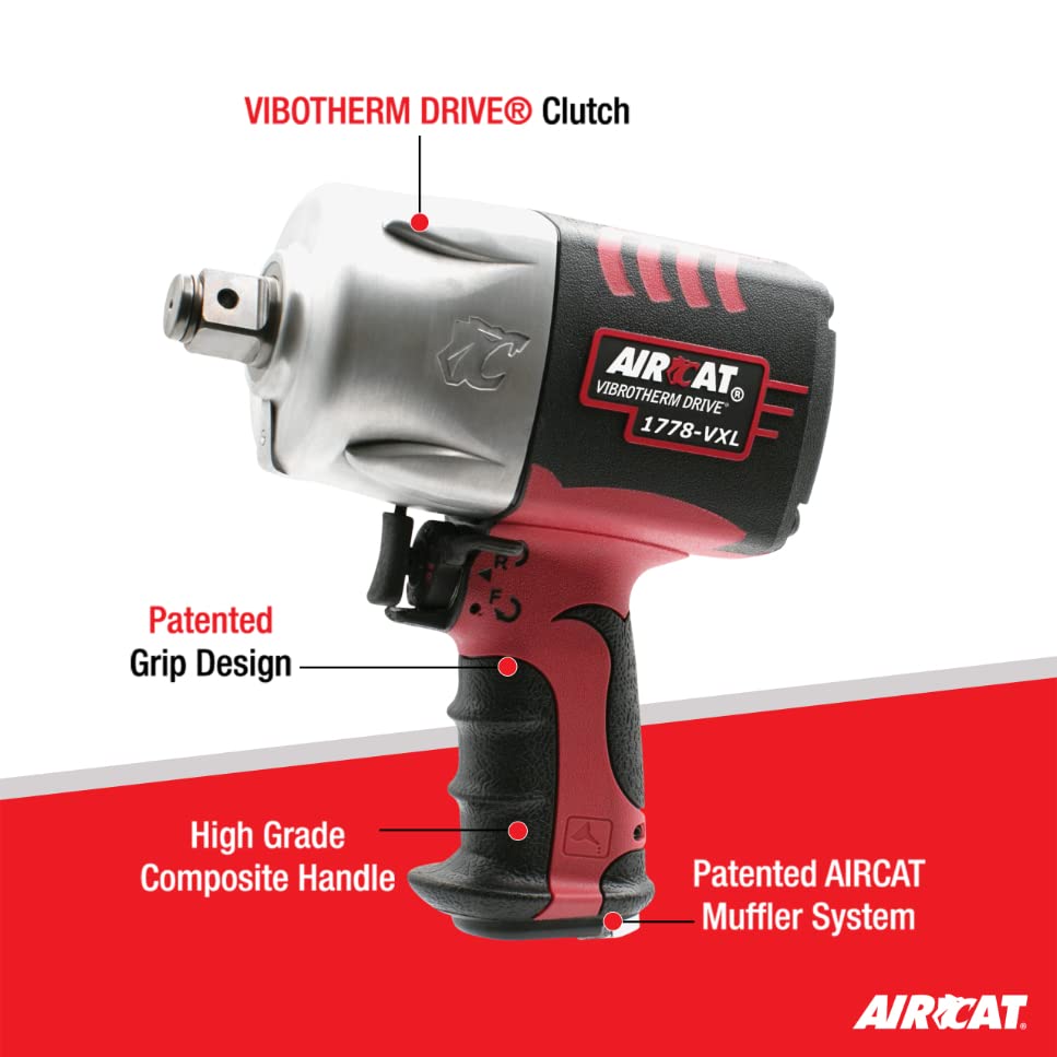 AIRCAT Pneumatic Tools 1778-VXL 3/4-Inch Vibrotherm Drive Composite Impact Wrench : Ergonomic Impact Wrench : Compact & Low Weight Pneumatic Power AIRCAT
