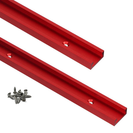 KETIPED 2pc Aluminum 400mm Double-Cut Profile Universal 3/4 T-Track with Predrilled Mounting Holes and Wood Screws,30 Type T Track for Woodworking KETIPED