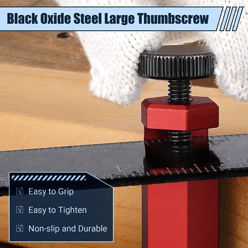 Red Cocowin Tall Stair Gauges for Framing Square with Holder and Carabiner Stair guages Knobs Tool for Circular Saw Metal Stair Stringer Layout Tool Cocowin