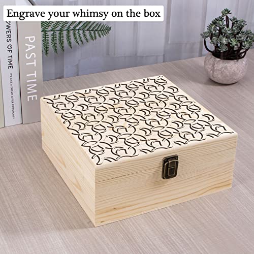 Useekoo Unfinished Wooden Storage Box with Hinged Lid, 9.1'' x 9.1'' x 3.9'' Large Keepsake Box, Rustic Wood Gift Boxes for Jewelry, Art Hobbies, DIY Useekoo