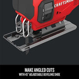 CRAFTSMAN V20 Cordless Jig Saw, 3 Orbital Settings, Up to 2,500 SPM, Bare Tool Only (CMCS600B) Craftsman