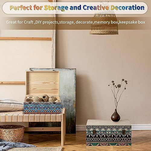 BeNiNat 2 Pack Unfinished Wood Box with Lid LargeWooden Box(14”x10.4”x 6.5"+12"x 9"x4.9") Pine Wooden Storage Box Wood Boxes for Crafts, Jewelry, BeNiNat