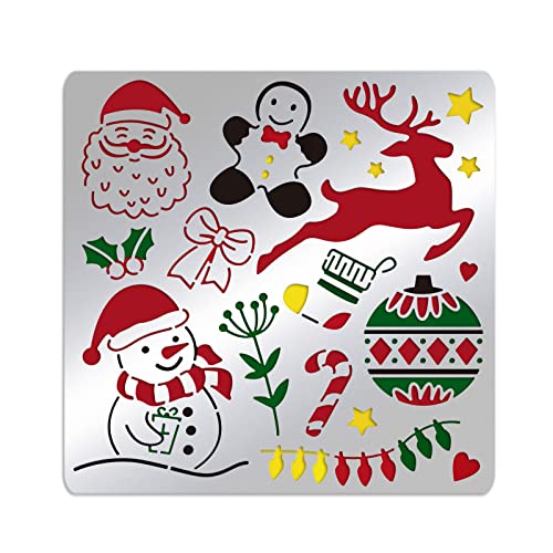 BENECREAT Christmas Theme Metal Stencil, Santa Claus/Snowman/Deer Stainless Steel Stencils Templates for Wood Burning, Pyrography and Engraving, - WoodArtSupply