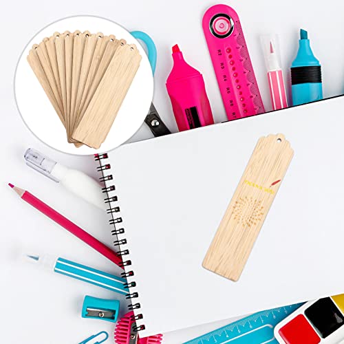 Ciieeo 10pcs Wooden Blank Bookmark Mens Pendant Wood Engraver Kids Bookmarks Wood Gifts Wooden Name Tag DIY Wooden Bookmarks Bookmark Making Kit with Ciieeo