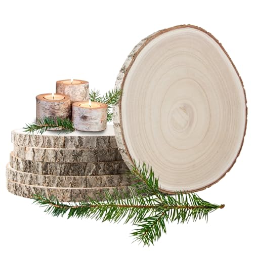 Wood Slices 10 Inches-11In 6 Pcs Wood Rounds Large Wood Slices for Centerpieces Natural Wood Slab,Wood Pieces,Unfinished Wood Slices forCrafts,Wood
