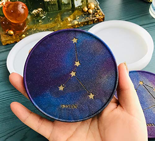 LaVenty 6 PCS Coaster Resin Molds Geode Silicone Molds Agate Coaster Molds Epoxy Resin Molds for Faux Agate Slices Cups Mats Coasters Home Decor LaVenty