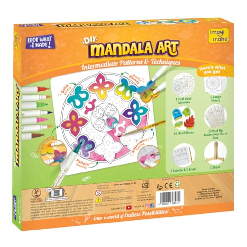 Imagimake Mandala Art Kit | Watercolor Paint Set | 12 Exciting Mandala Projects in Arts and Crafts for Kids Ages 8-12 | Teen Gifts for Girls Ages Imagimake