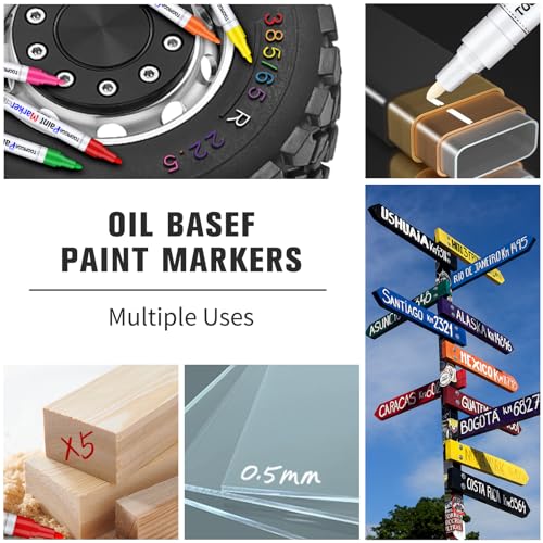 White Paint Pen Permanent Paint Markers - 2 Pack Oil Based Paint Markers, Medium Point, Quick Drying and Waterproof Paint Pens for Rock Painting Car - WoodArtSupply